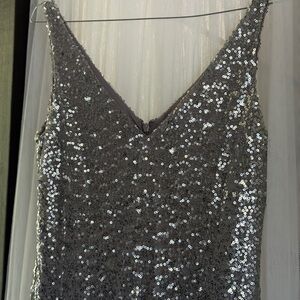 Ralph Lauren Evening Silver Sequin Gown  . Modern glamour